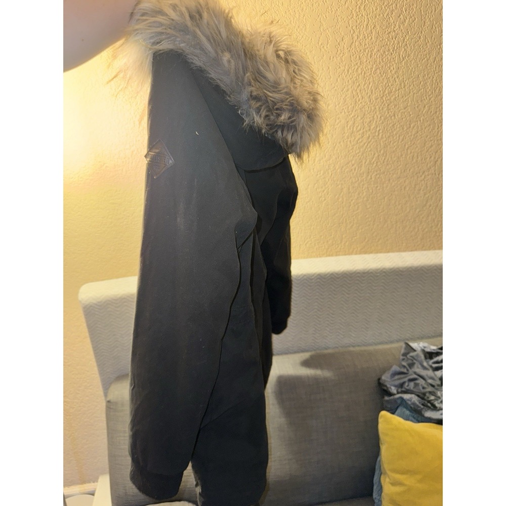 HOLLISTER FAUX TEDDY LINED PARKA JACKET COAT BLACK WOMENS SIZE L Sherpa Soft Fur - Picture 5 of 8